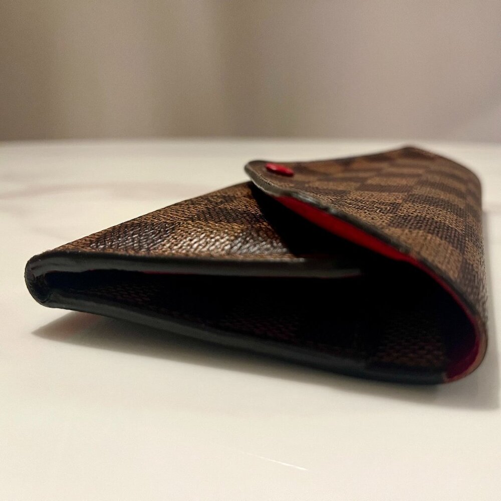 Louis Vuitton Josephine Wallet Damier Ebene Red Wallet + COA - Picture 12 of 13